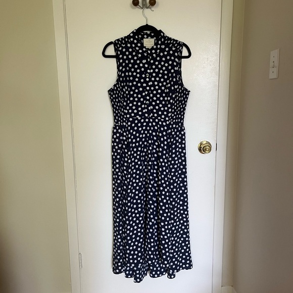 kate spade Dresses & Skirts - Kate Spade Navy and White Cloud Dot Midi Dress